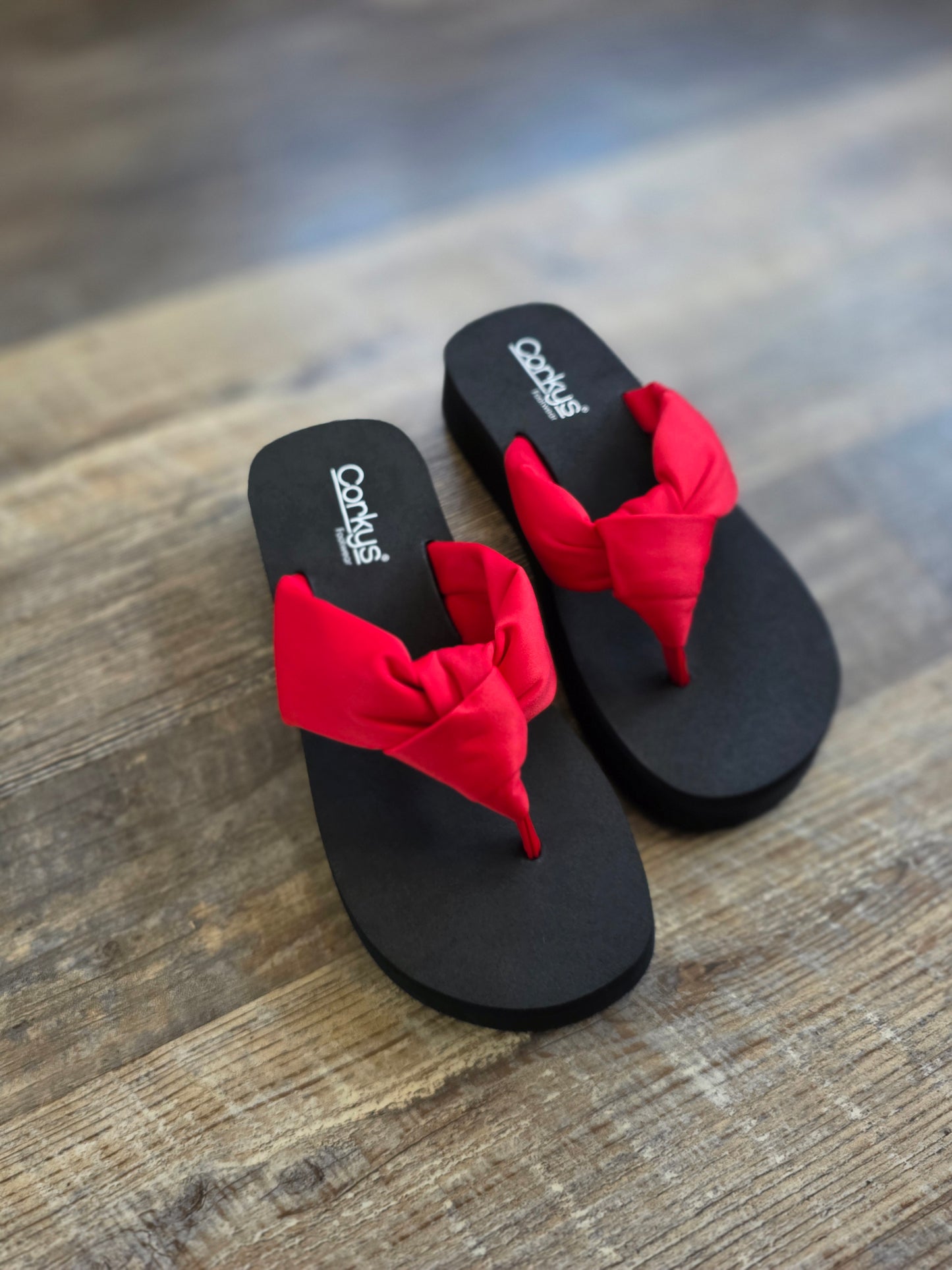 Red You Go Girl Corkys Flip Flops