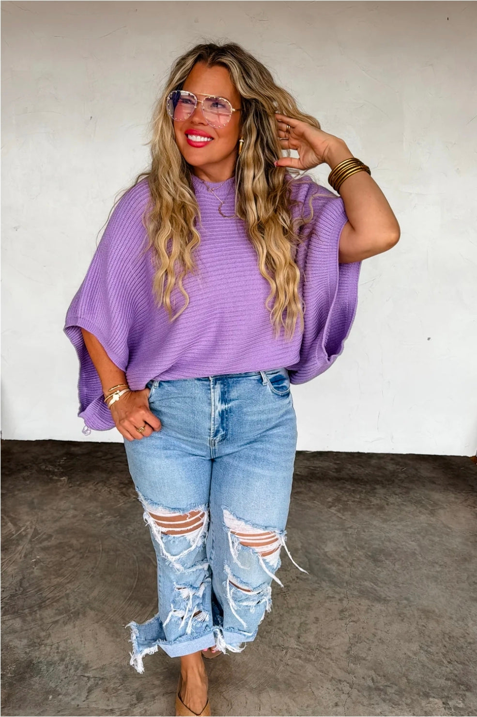 Purple Meg Pullover Poncho Top
