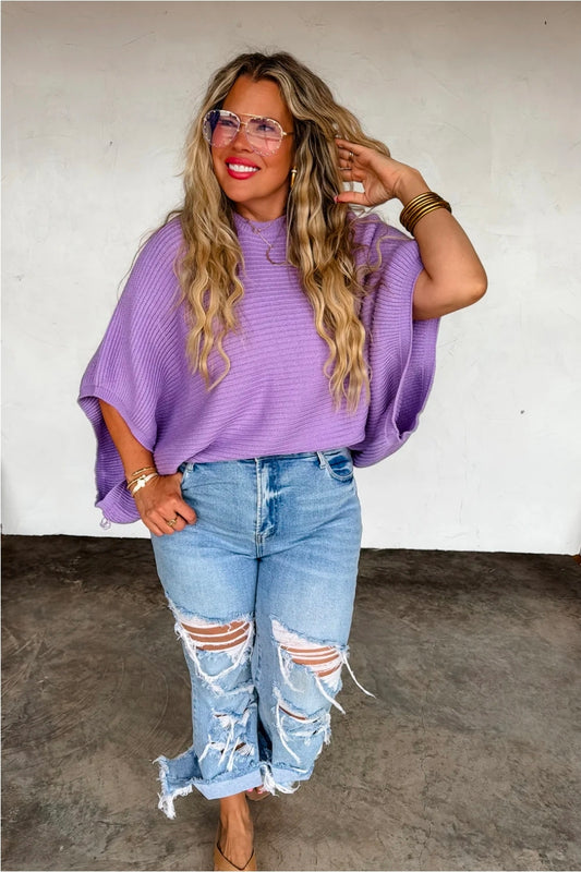Purple Meg Pullover Poncho Top