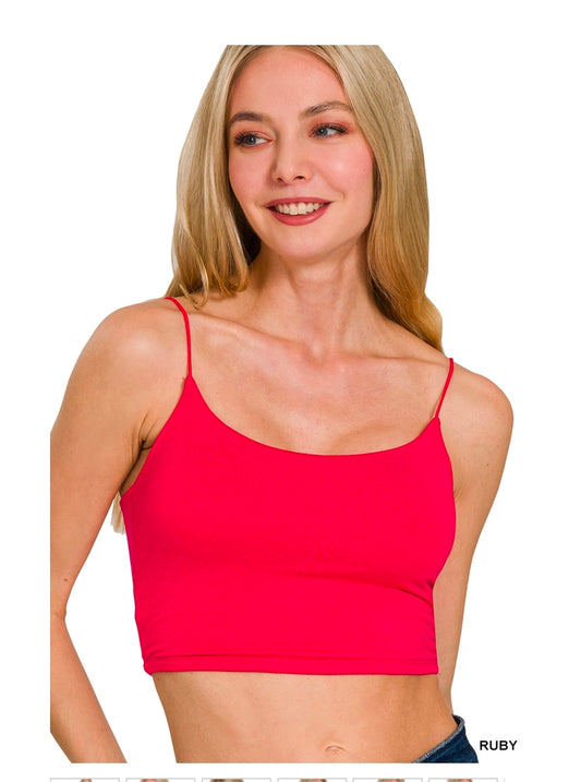 Zenana Ribbed Seamless Cropped Cami Bra Top