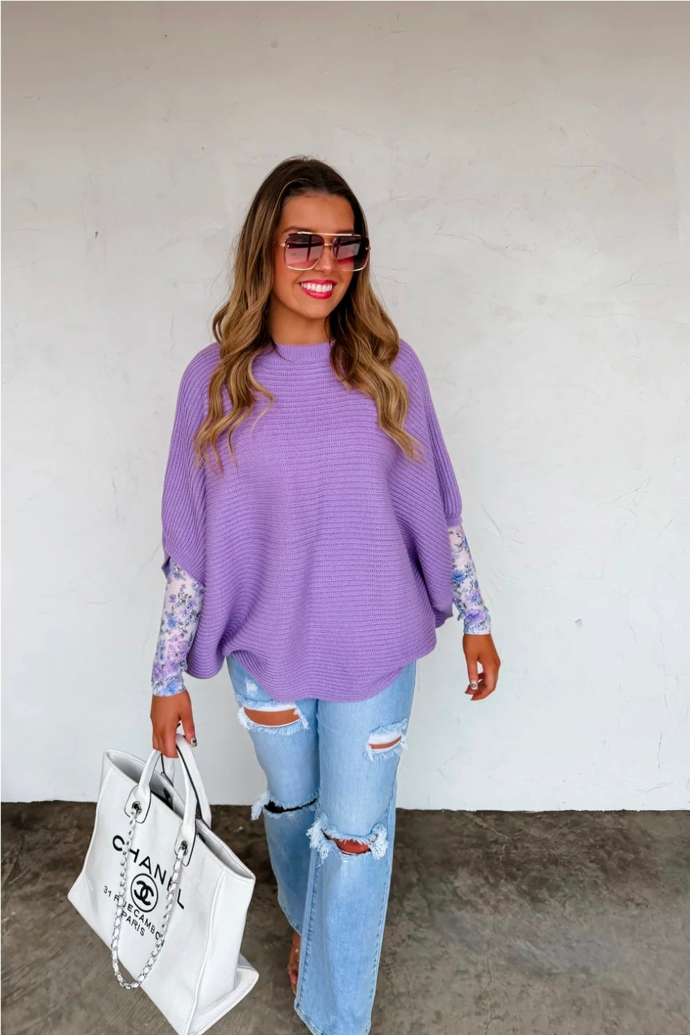 Purple Meg Pullover Poncho Top