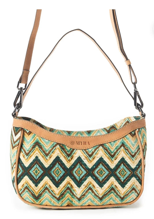 Harvest Chevron Crossbody Bag In Green - Myra