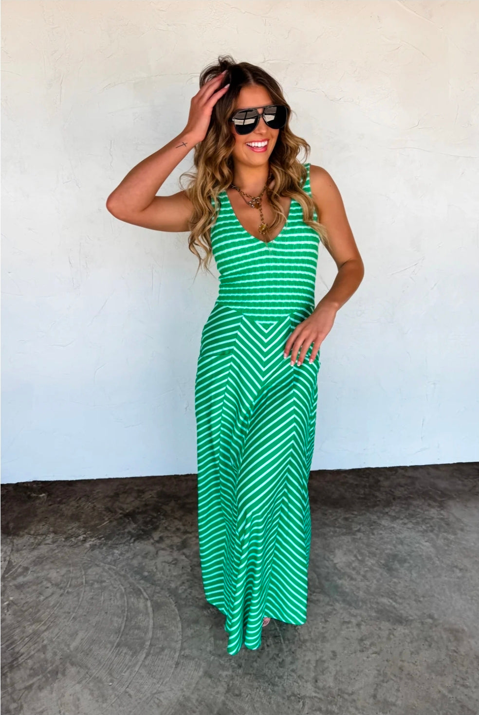 Green Luciana Stripe Dress