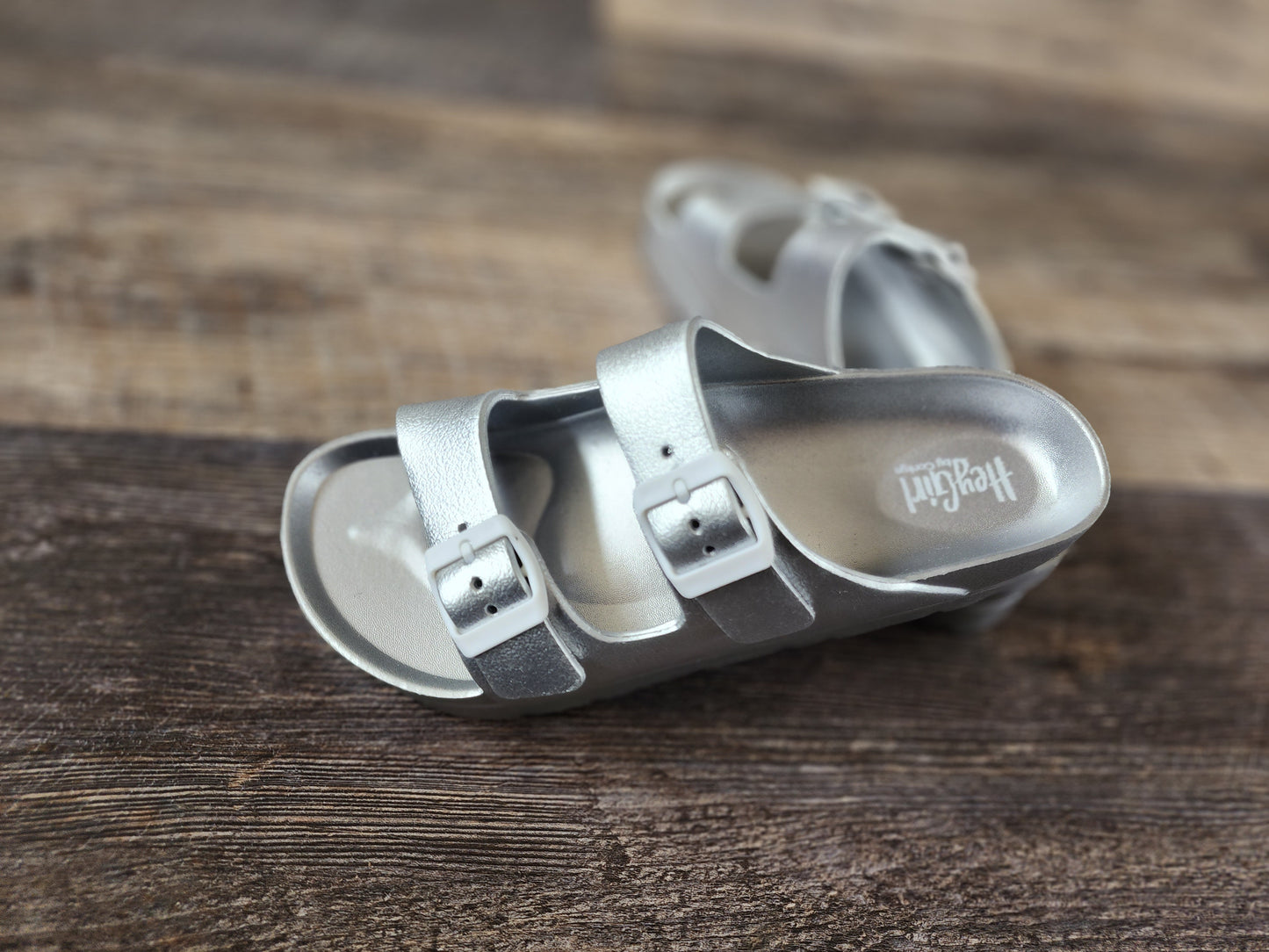 Silver Corkys Strap Slide Sandals
