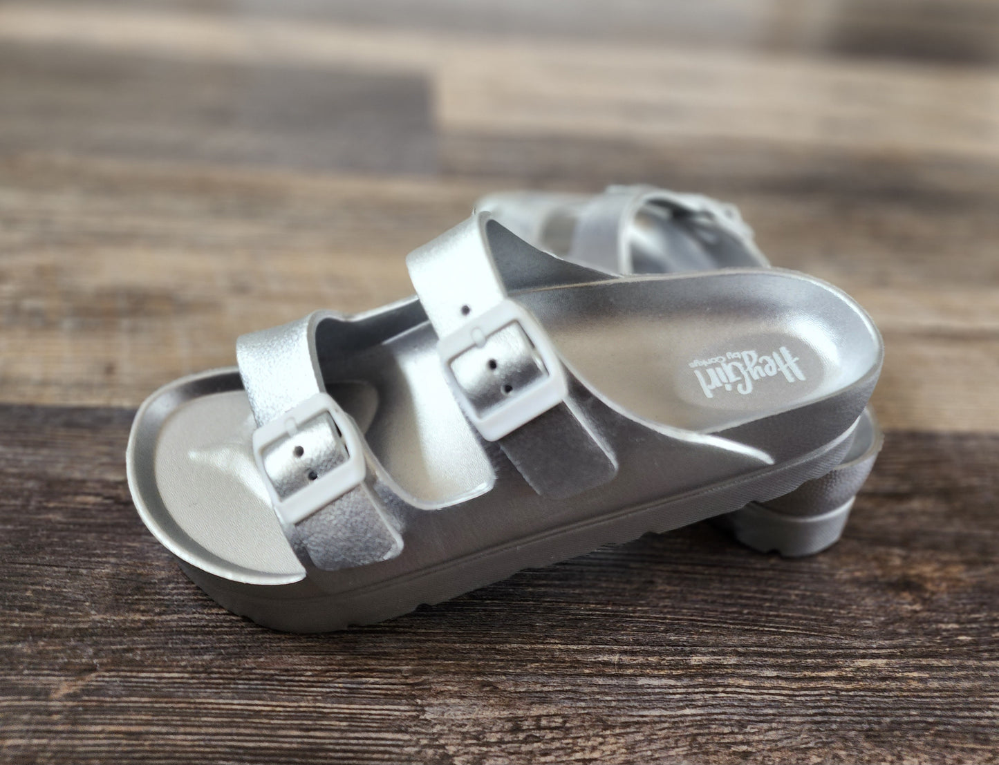 Silver Corkys Strap Slide Sandals