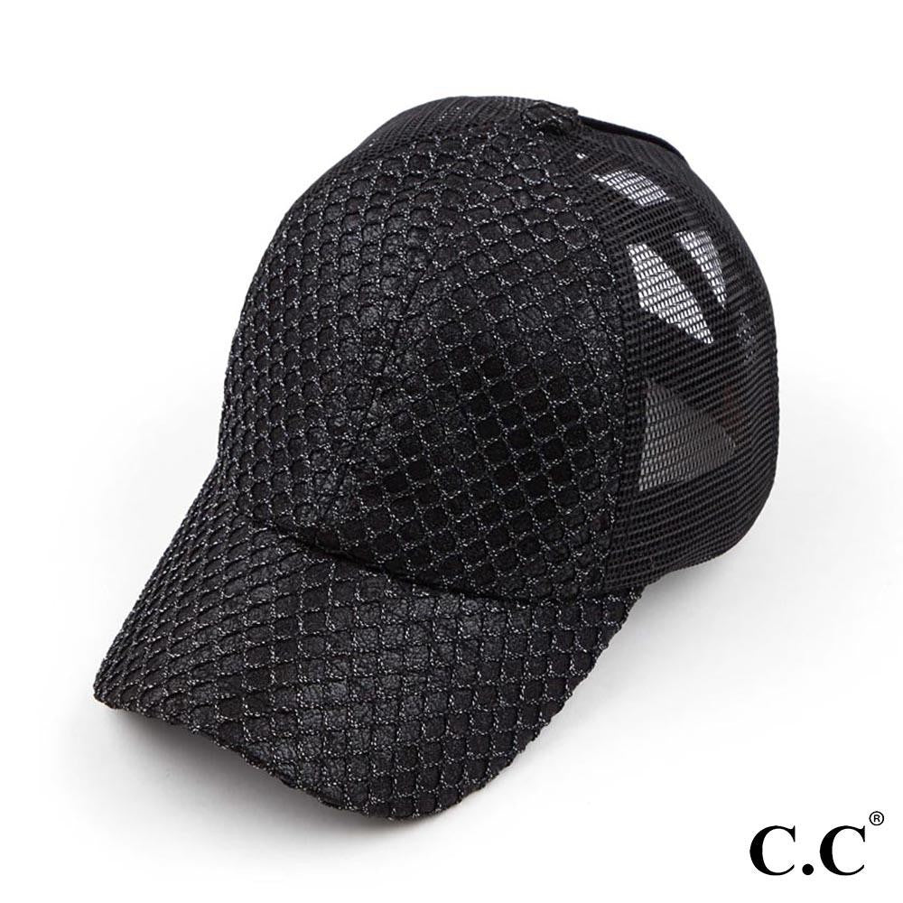 Glitter Net Mesh Criss Cross C.C Ballcap