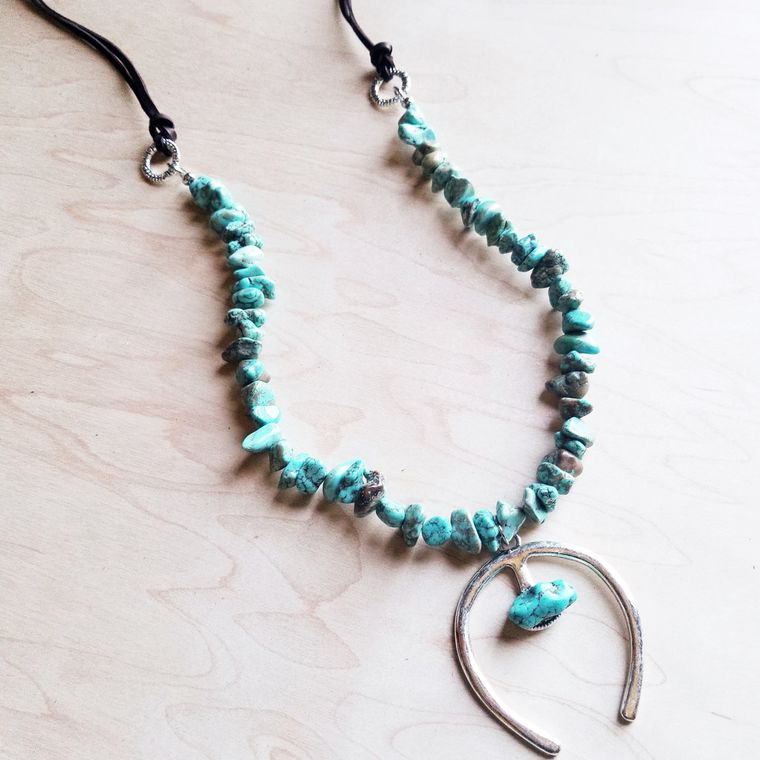 Handmade Turquoise Squash Blossom Necklace