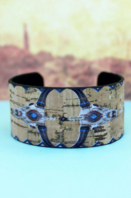 Desert Steer Cork Cuff Bracelet