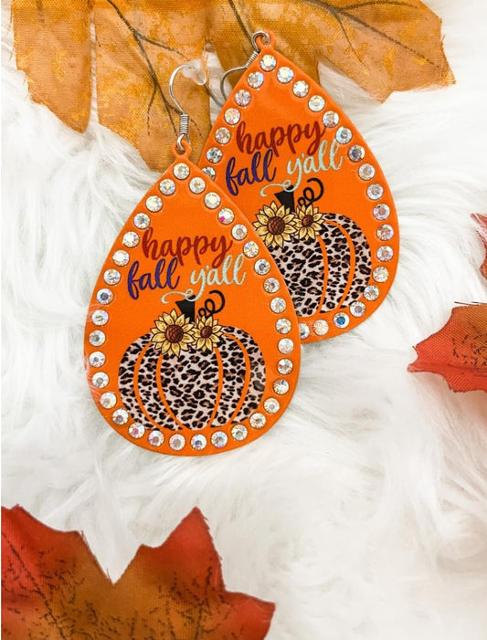 Happy Fall Yall Orange Earrings