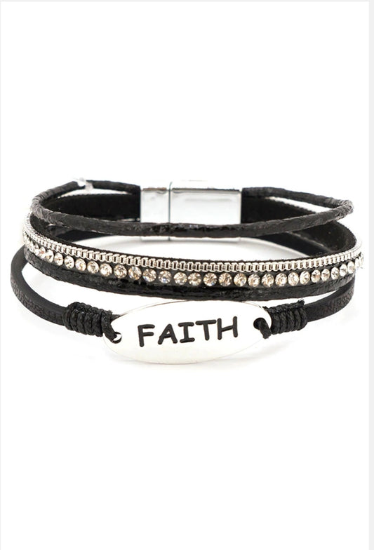 Faith Black Multi-Strand Bracelet