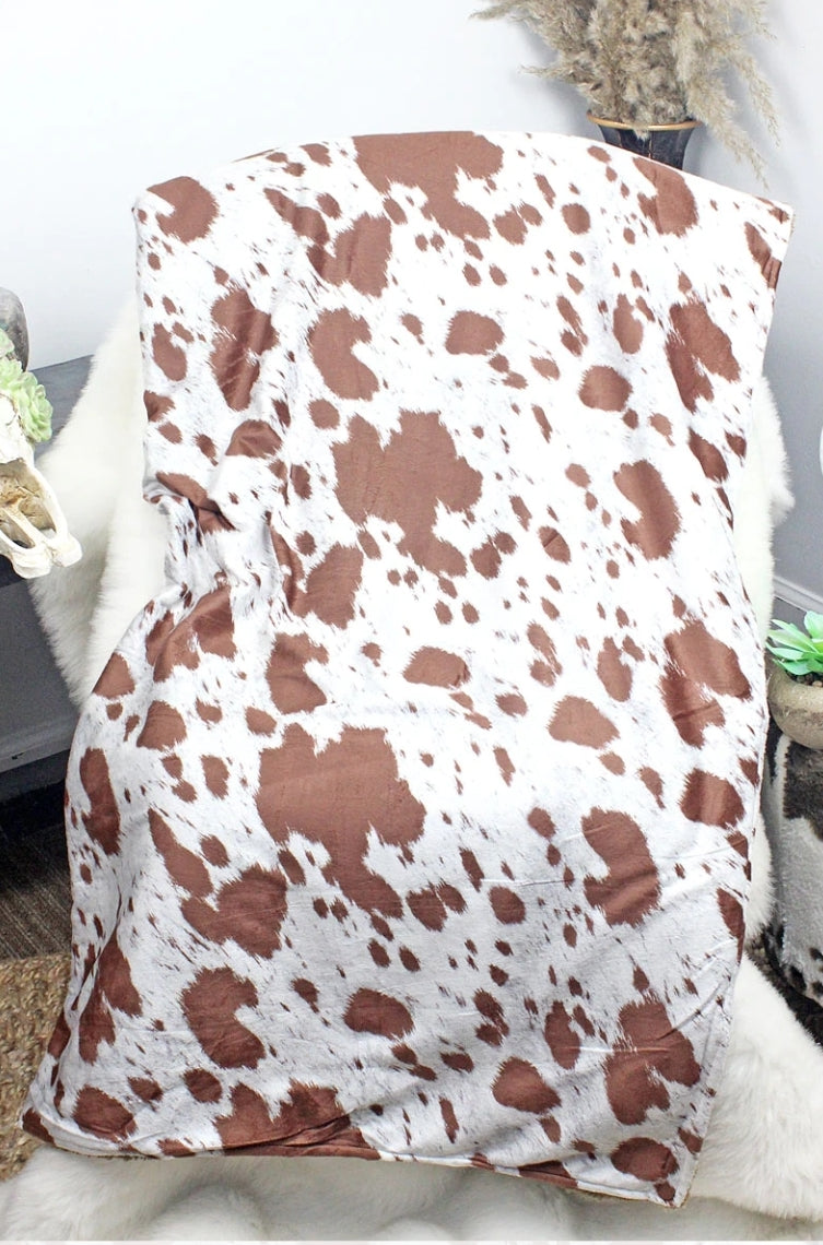 Brown & White Cowprint Blanket