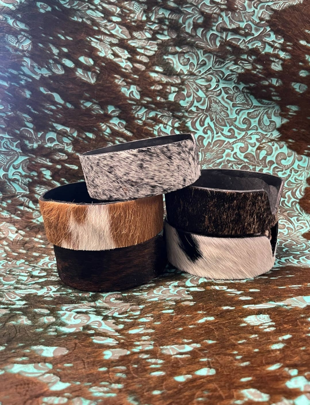 Cowhide Coaster Holder
