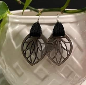 Black Wood Dangle Earrings