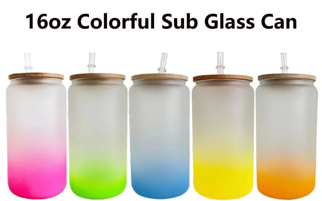 16 oz Frosted Glass Tumbler Cup with Bamboo Lid